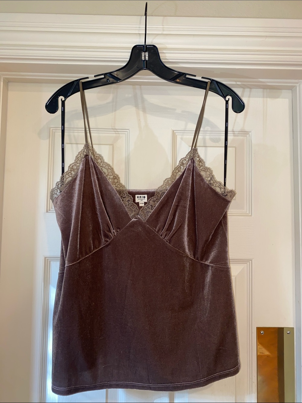 Uniq Velvet Lace-Trim Cami Top
